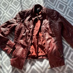 FOREVER21 Maroon Leather Jacket size medium